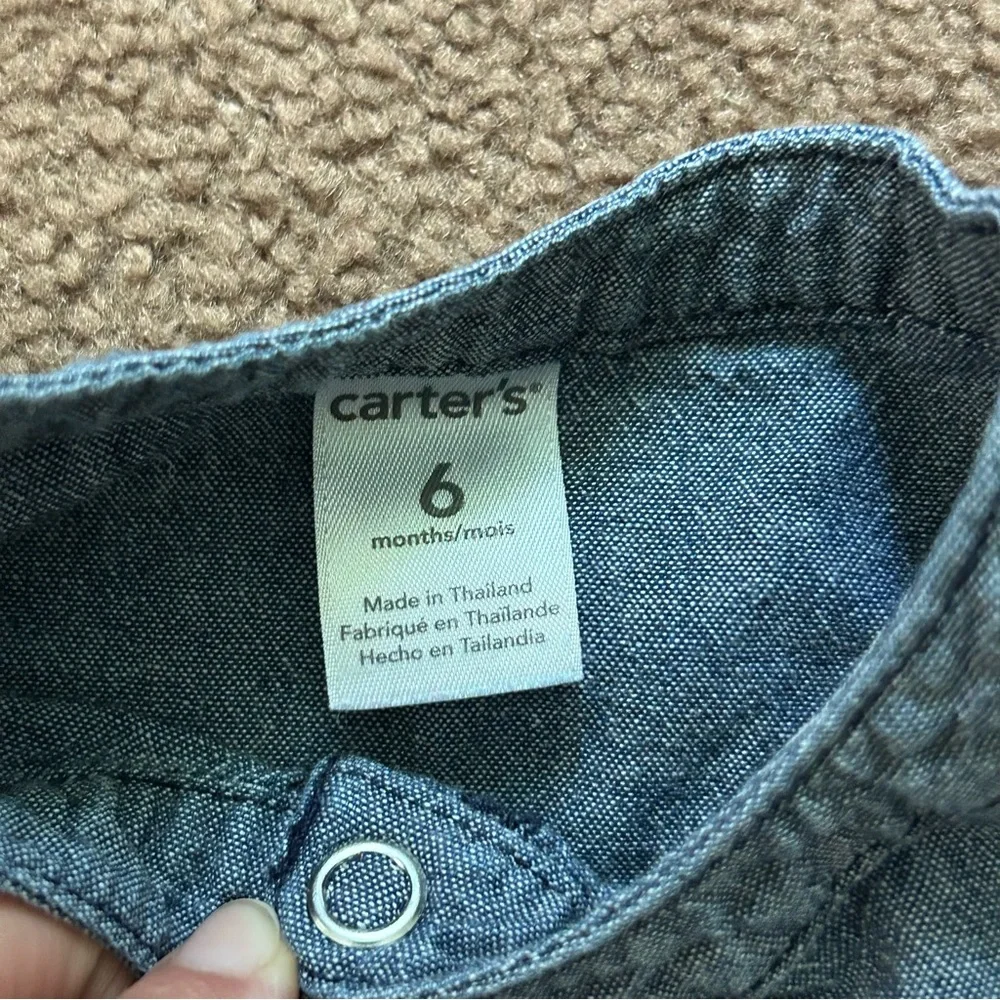 Old Navy 6mos Chambray Top Baby Girl Short Sleeved 3 Snaps